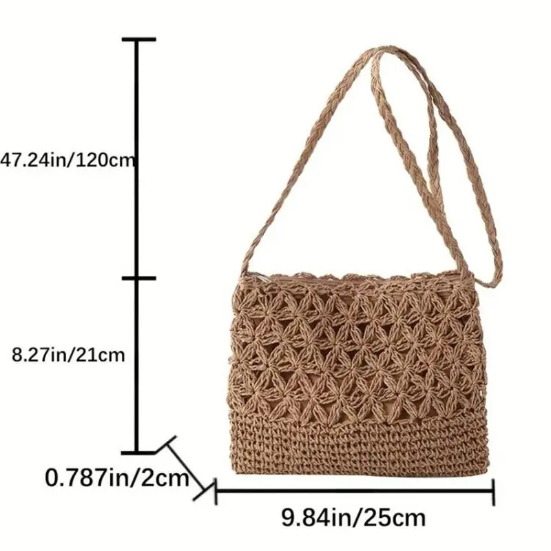 Small Fresh Crossbody Bag, Women's Bag, Straw Woven Shoulder Bag, Niche And Versatile Woven Bag, Simple And Fashionable Handbag