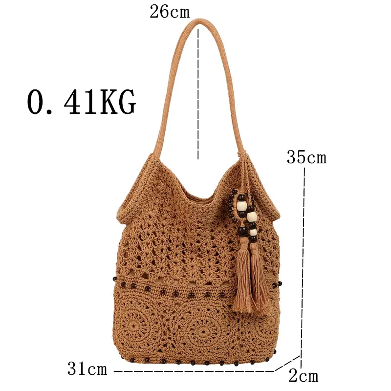 Weave Handbag Large Capacity Shoulder Bag Hollow out Tote Bag Crochet Tote Bohemia Woven Women bags Knitted Shopping Bags