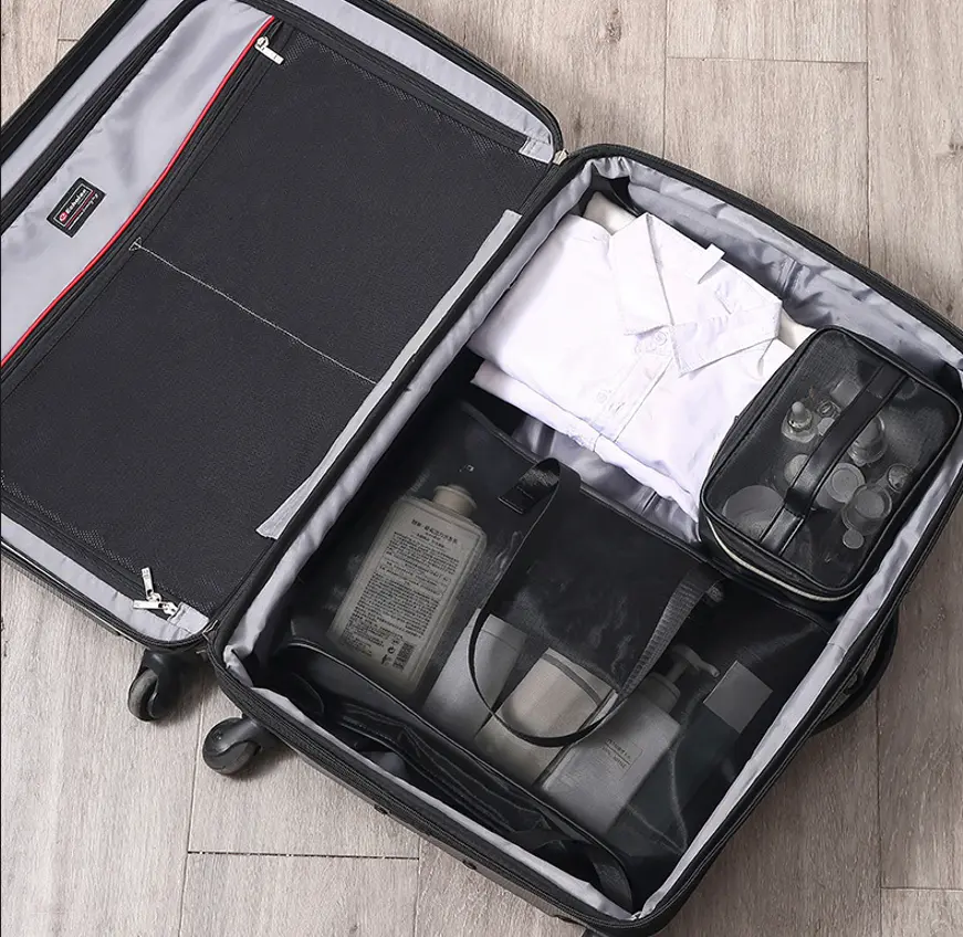 Light Luxury Brand Women Fashion Transparent Mesh Designer Travel Cosmetic Bags Storage Large Capacity Make Up Organizer Bags