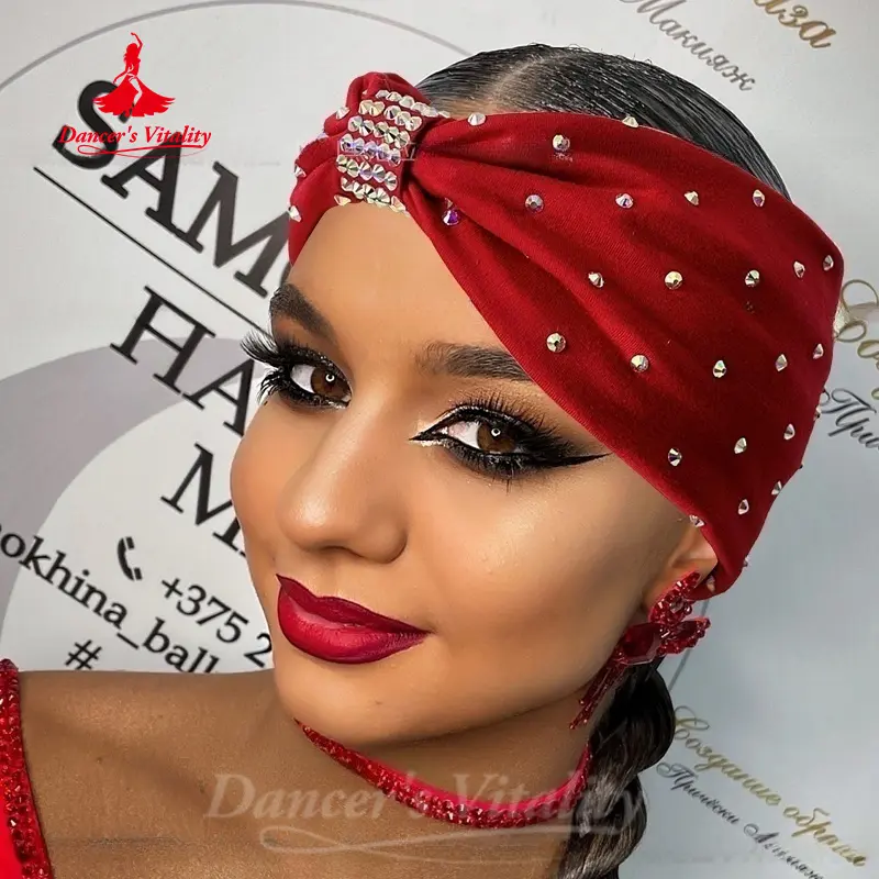 Latin Dance Performance Accessories Women's Senior AB Stones Elastic Headband Adults and Child Modern Dance Competition Headwear