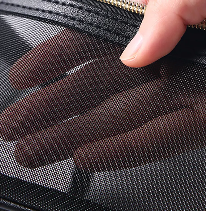Light Luxury Brand Women Fashion Transparent Mesh Designer Travel Cosmetic Bags Storage Large Capacity Make Up Organizer Bags