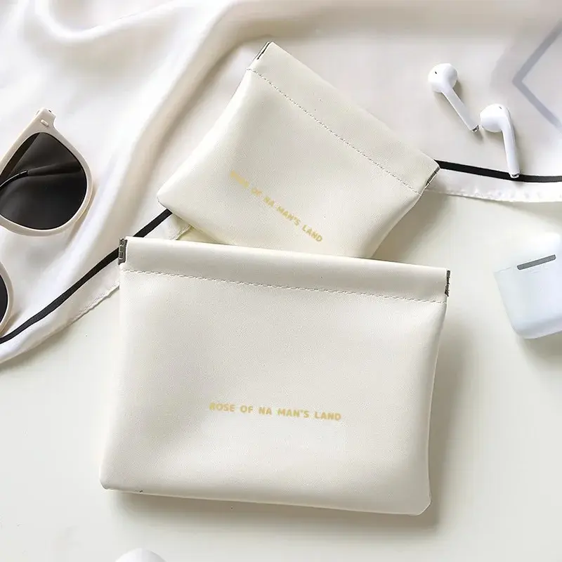 PU Leather Simple Mini Lipstick Makeup Storage Bag Women Square Small Cosmetic Pouch Portable Make Up Key Organizer Bags