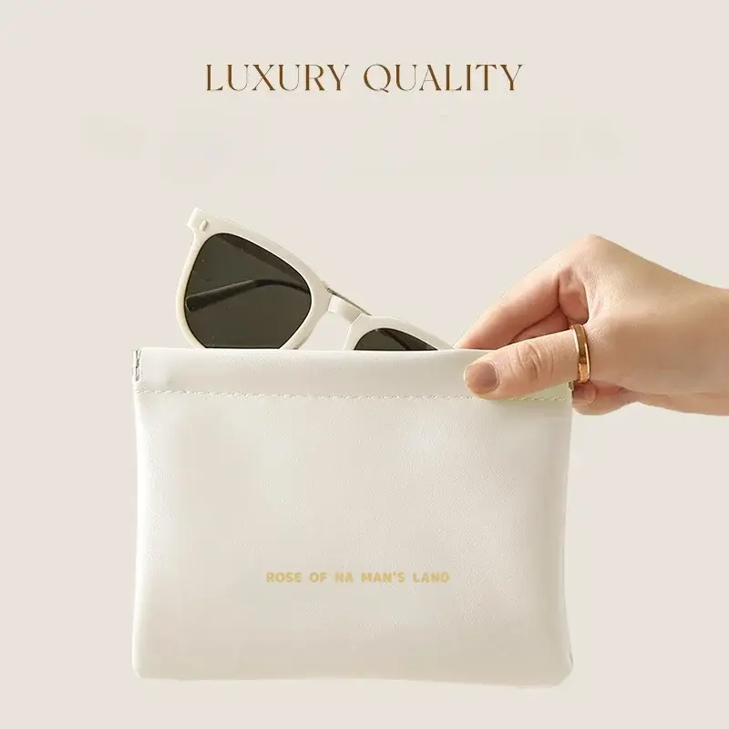 PU Leather Simple Mini Lipstick Makeup Storage Bag Women Square Small Cosmetic Pouch Portable Make Up Key Organizer Bags