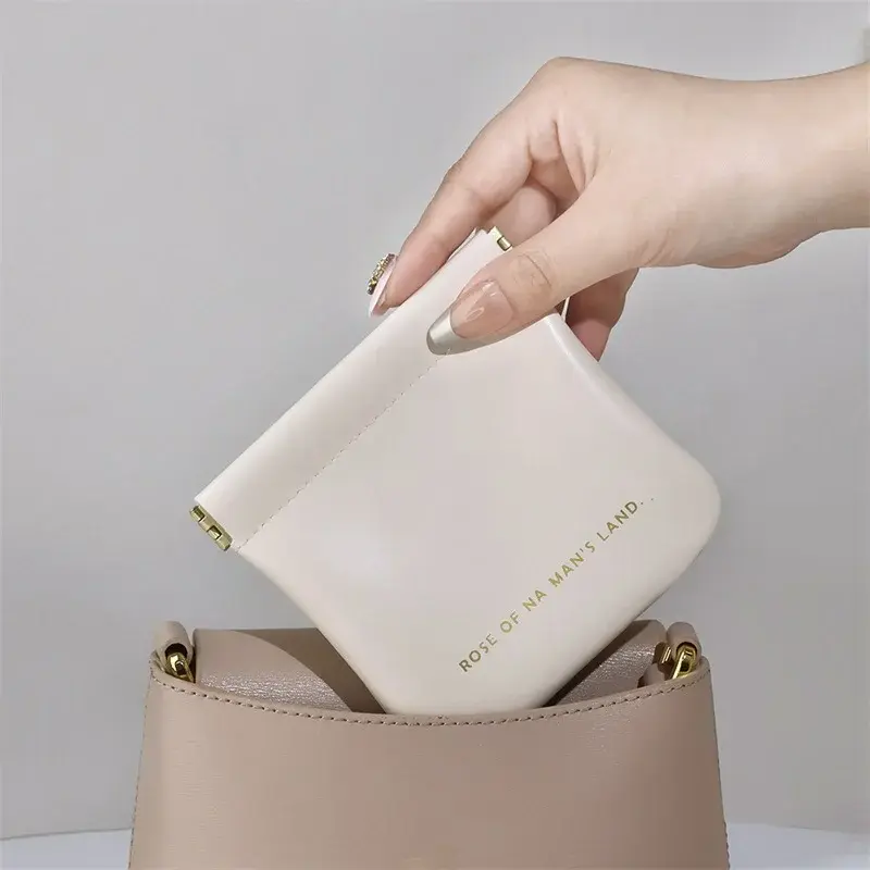 PU Leather Simple Mini Lipstick Makeup Storage Bag Women Square Small Cosmetic Pouch Portable Make Up Key Organizer Bags