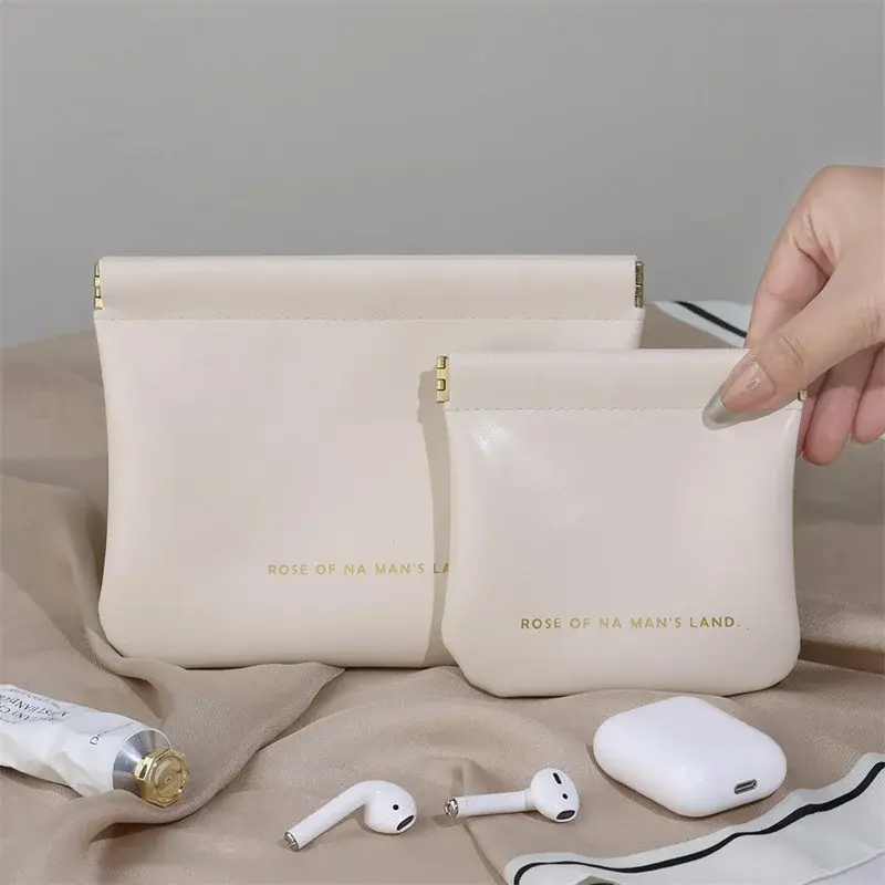 PU Leather Simple Mini Lipstick Makeup Storage Bag Women Square Small Cosmetic Pouch Portable Make Up Key Organizer Bags