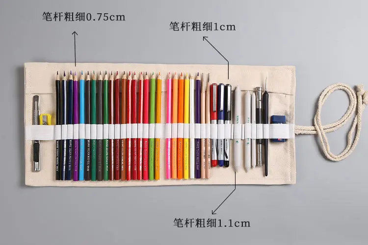 72 Holes Roll Colored Kawaii Pencil Case School Supplies Art Pen Bag Student Cute Large Pencil Cases Pen Bag Stationery