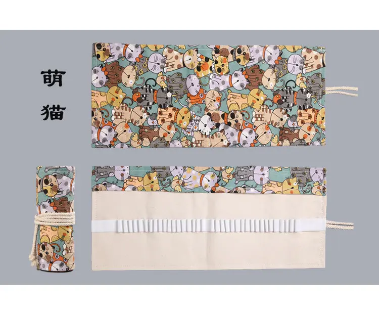 72 Holes Roll Colored Kawaii Pencil Case School Supplies Art Pen Bag Student Cute Large Pencil Cases Pen Bag Stationery