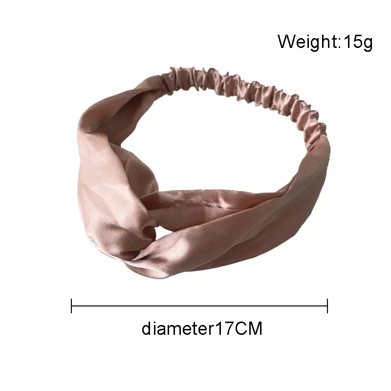 Satin Silk Solid Cross Top Knot Headband Elastic Hair Band Women Girls Scrunchies Hairband Turban Bandanas Hair Accessories New