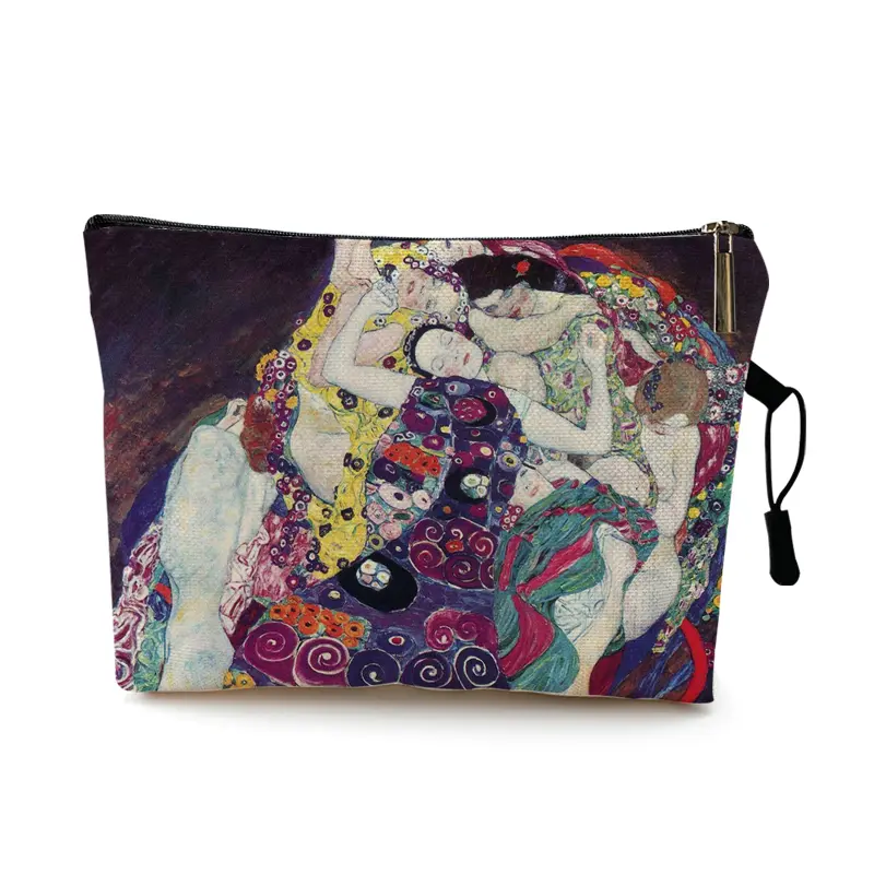 Kim Oil Painting Golden Tears Print Women Cosmetic Bags Lovely Casual Travel Portable Storage Handbags Makeup Bag Toiletry Bags
