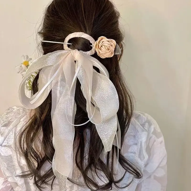 BYL New Chinese Style Lace Hairband Lace Hairpins High-end Feel Flower Hairpins Step Rocking Hair Accessories for Women Girls