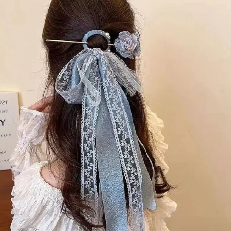 BYL New Chinese Style Lace Hairband Lace Hairpins High-end Feel Flower Hairpins Step Rocking Hair Accessories for Women Girls