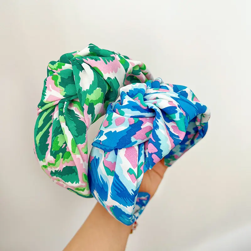 Women Girls Satin Tiedye Flower Big Knot Hairband Headband Adult Hair Accessories Hair Jewley
