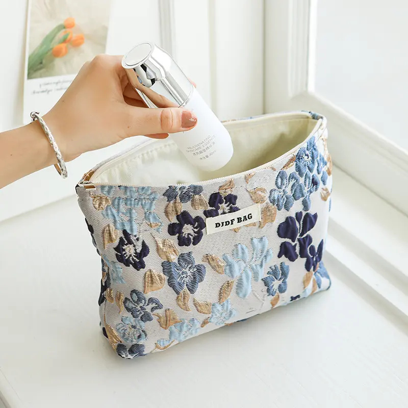 New women's cosmetic bag printed double canvas storage bag large capacity travel toiletry bag premium sense commuter bag