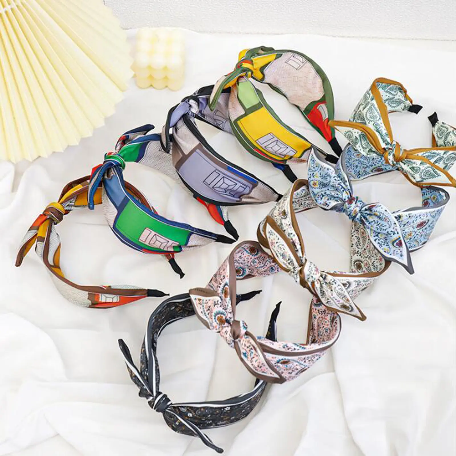 PROLY New Fashion Women's Headband Wide Side Flower Hairband Big Bowknot Headwear Girls Fresh Turban Adult Hair Accessories