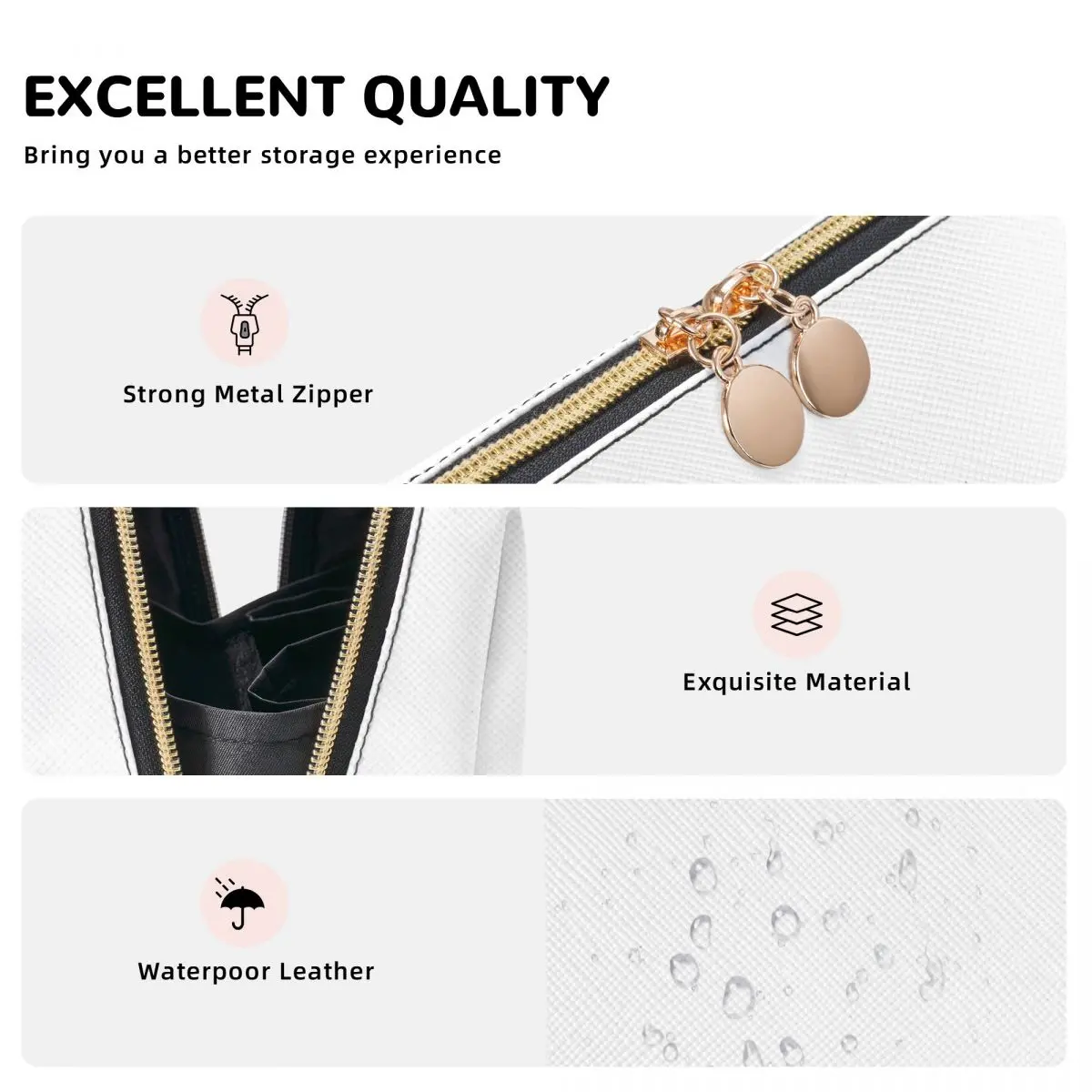 Custom DIY Leather Makeup Bags Trendy Large Capacity Cosmetic Bags Women Zipper Toiletry Case