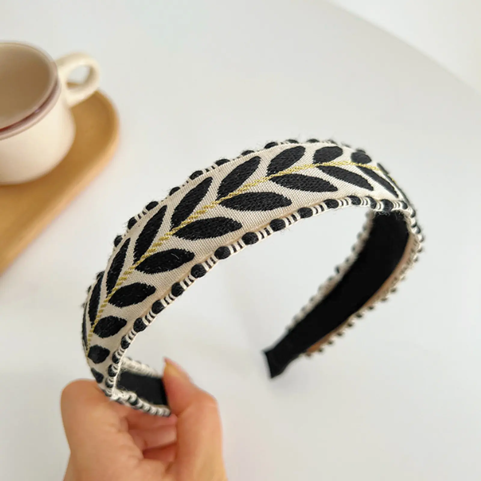 PROLY New Fashion Headband For Women Top Bohemia Leaf Embroidery Hairband Girls Spring Turban Hair Accessories Wholesale