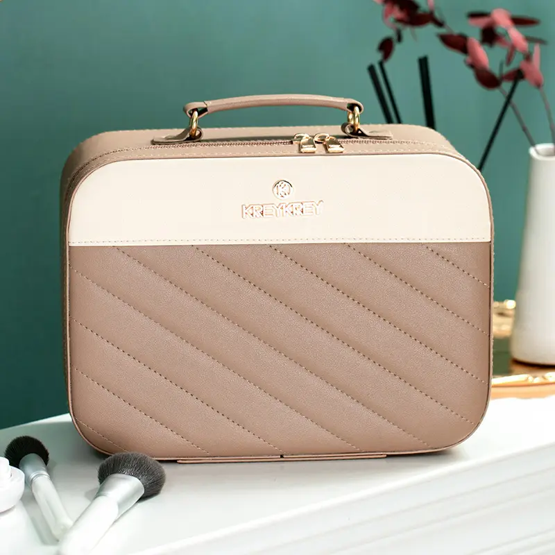 Large-capacity Handheld Makeup Box Leather Portable Travel Toiletries Organizer Waterproof Wash Bathing Cosmetic Bag Female Bags