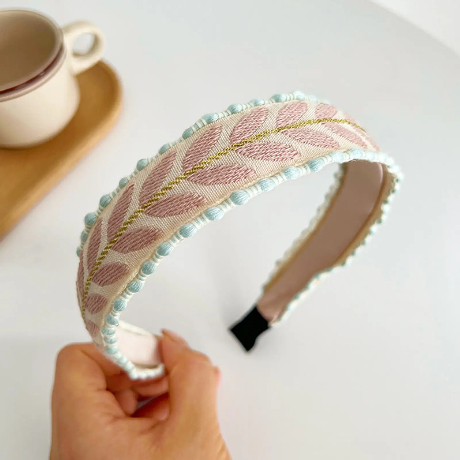 PROLY New Fashion Headband For Women Top Bohemia Leaf Embroidery Hairband Girls Spring Turban Hair Accessories Wholesale