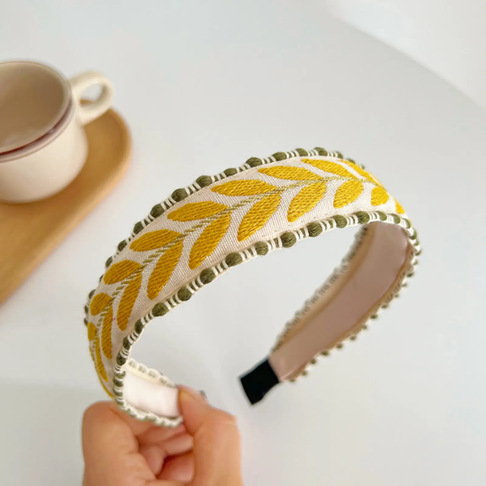 PROLY New Fashion Headband For Women Top Bohemia Leaf Embroidery Hairband Girls Spring Turban Hair Accessories Wholesale