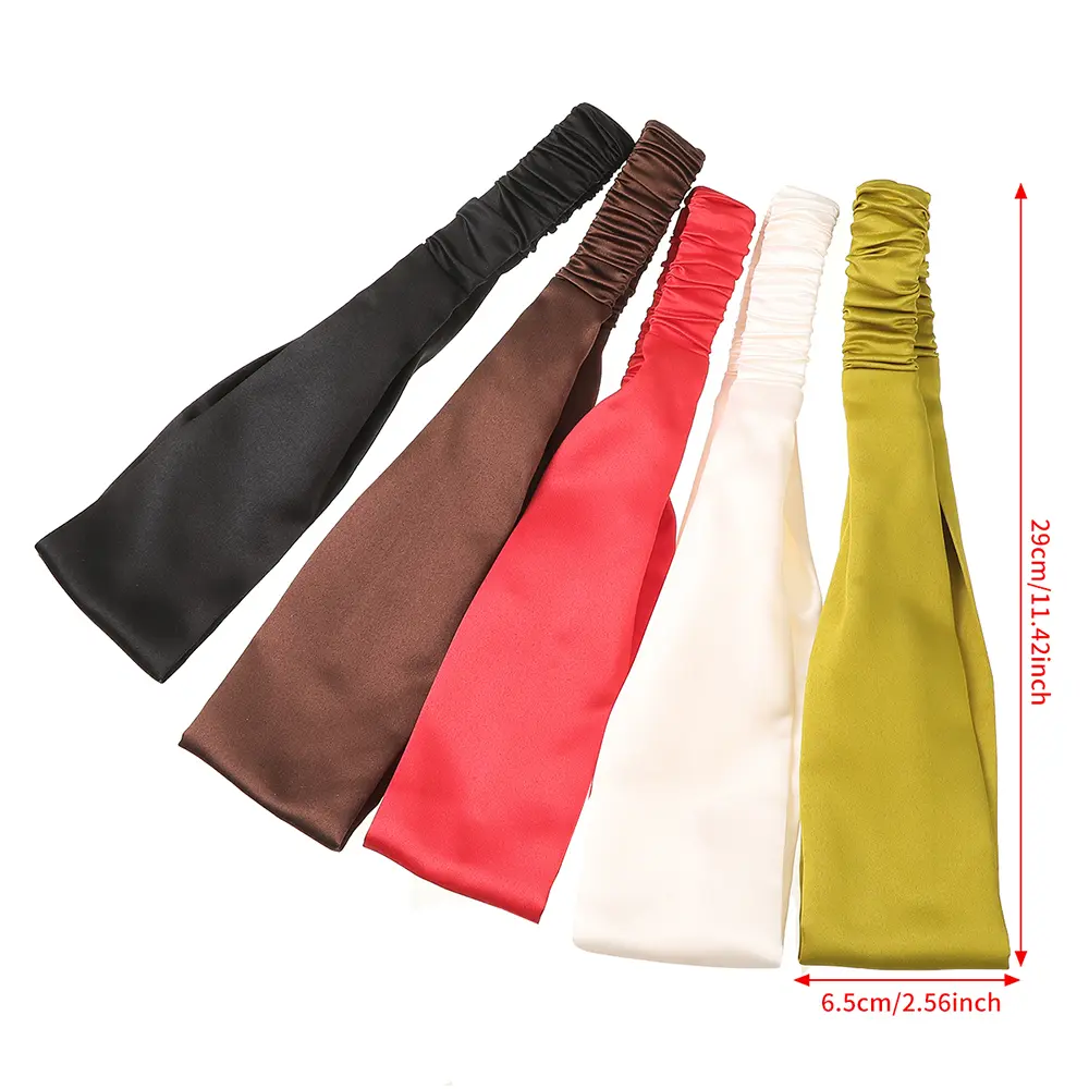 Solid color silk elastic headband New Fashion Simple Hairbands for Women Wide Headbands Hair Accessories