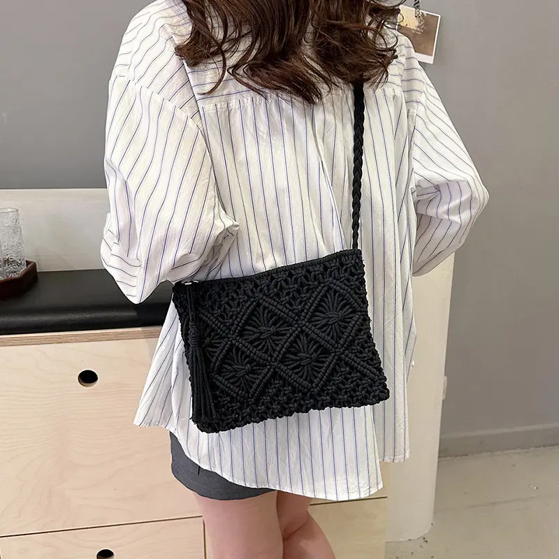 Fashion Woven Hollow Out Shoulder Bags Straw Summer Crossbody Beach Travel Handbag Female Bag Women Messenger Bags 2024