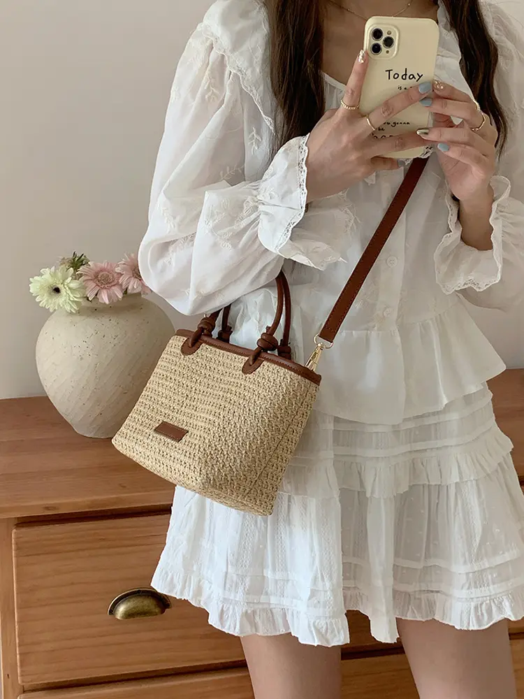2025 New Straw Woven Bag Beach Vacation Beach Bag Fashion and Leisure Woven Women's Bag, Crossbody Bag, Shoulder Bag, Handbag