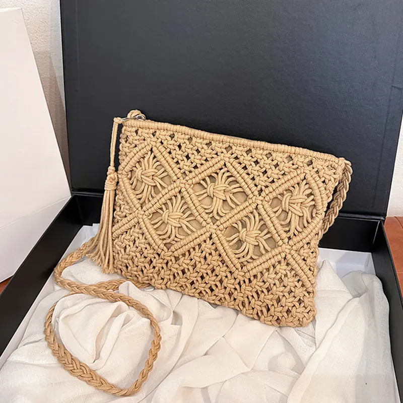 Fashion Woven Hollow Out Shoulder Bags Straw Summer Crossbody Beach Travel Handbag Female Bag Women Messenger Bags 2024