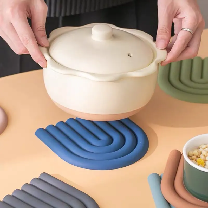 Rainbow Silicone Table Mat Coaster Multifunctional Pot Holders For Kitchen Heat Resistant Pan Hot Dishes Potholder Placemat