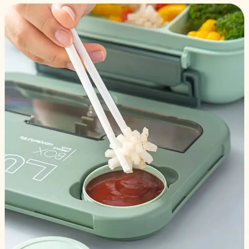 1300ML 4Grids Lunch Box with Tableware Microwavable Dishwasher Cleaning Hermetic Bento Box for Students Adults School Office