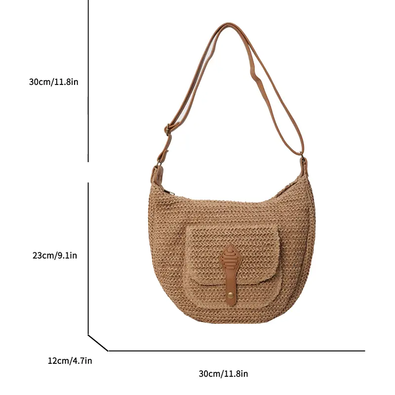 Leisure high-capacity seaside beach vacation grass woven bag for women's 2024 new versatile crossbody bag woven shoulder bag