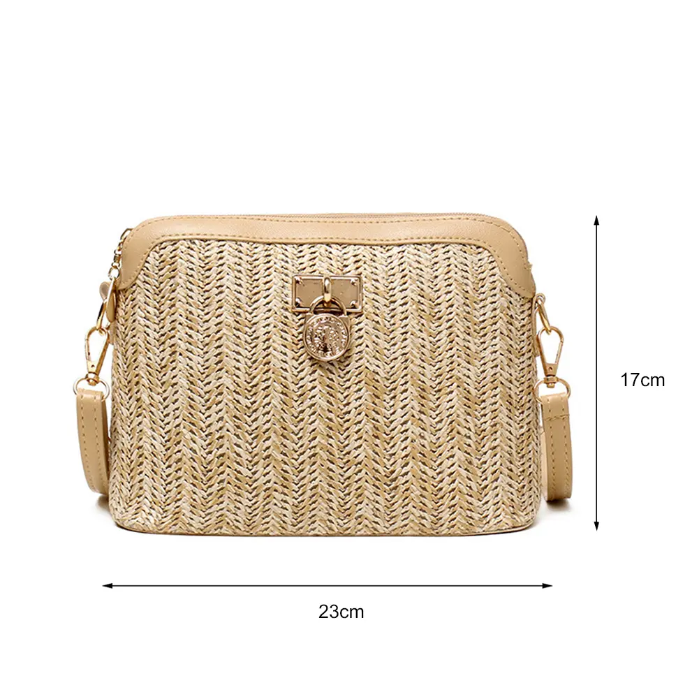 Women Summer Straw Messenger Bags Woven Shoulder Bag Designer Crossbody Pouch Handmade Rattan Beach Travel Bag