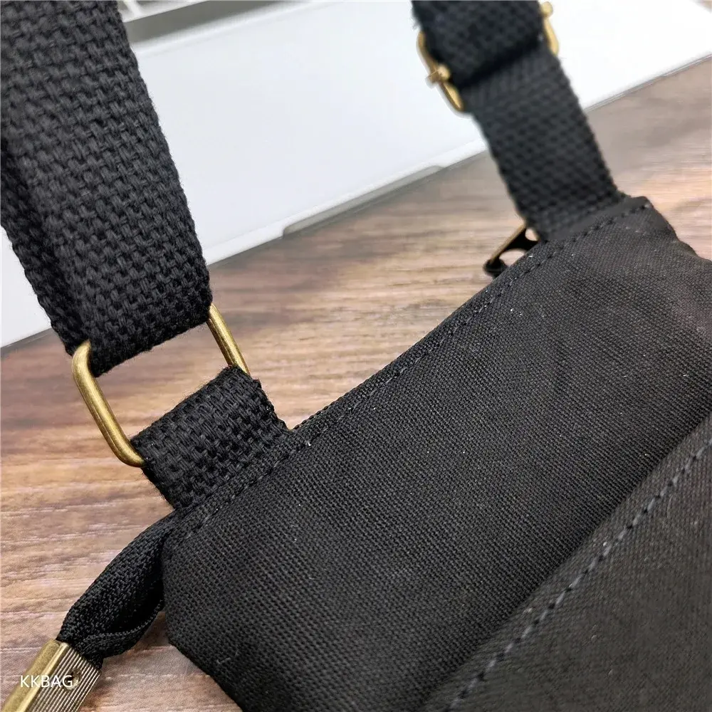 Solid Color Canvas 3 Layer Crossbody Cell Phone Bag Simple Cloth Women's Bag Fashion Satchel Shoulder Coin Purse