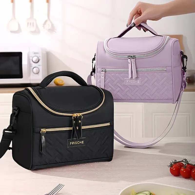 Large Insulated Lunch Bag Cooler Hand Washable Durable Polyester Lunch Box with Padded Shoulder Strap for Work, School, Picnics