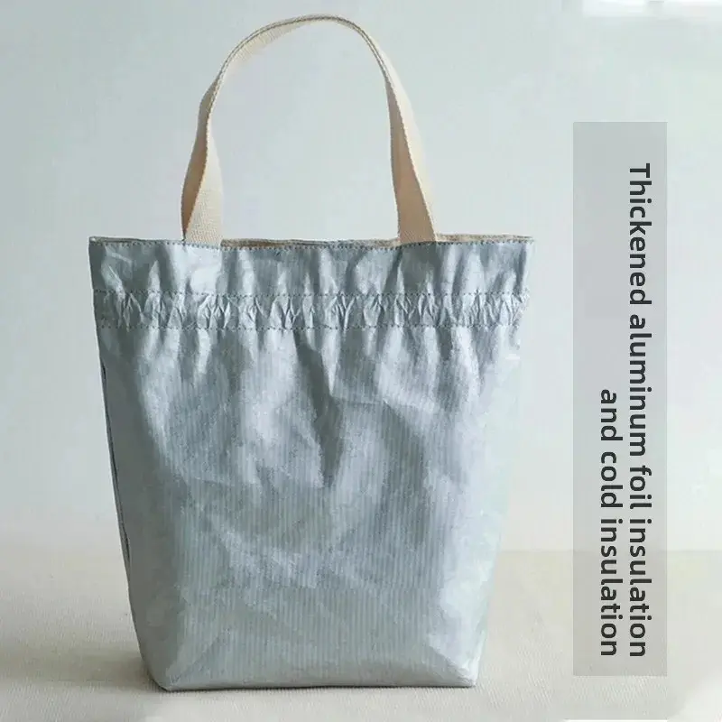 Drawstring Canvas Insulated Lunch Bag Thicken Aluminium Foil Thermal Bento Box Tote Cooler Handbags for Office Outdoor Picnic