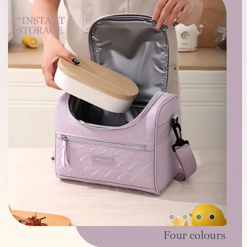 Large Insulated Lunch Bag Cooler Hand Washable Durable Polyester Lunch Box with Padded Shoulder Strap for Work, School, Picnics