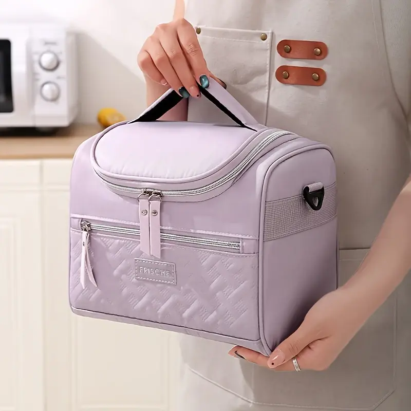 Large Insulated Lunch Bag Cooler Hand Washable Durable Polyester Lunch Box with Padded Shoulder Strap for Work, School, Picnics