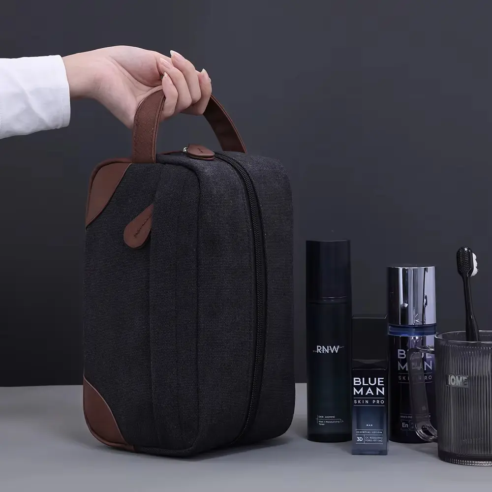 Men Travel Cosmetic Bag Zipper Makeup Bag  Large Capacity Travel Toiletry Bag Cosmetics Organizer Storage Pouch