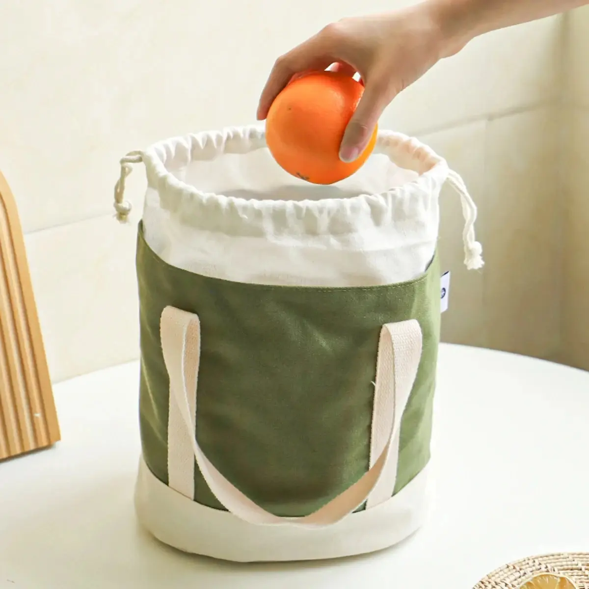 Lunch Bag Corduroy Canvas Lunch Box Drawstring Picnic Tote Eco Cotton Cloth Small Handbag Dinner Container Food Storage Bags