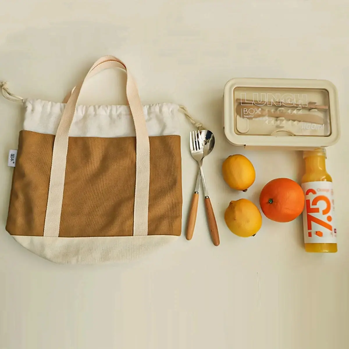 Lunch Bag Corduroy Canvas Lunch Box Drawstring Picnic Tote Eco Cotton Cloth Small Handbag Dinner Container Food Storage Bags