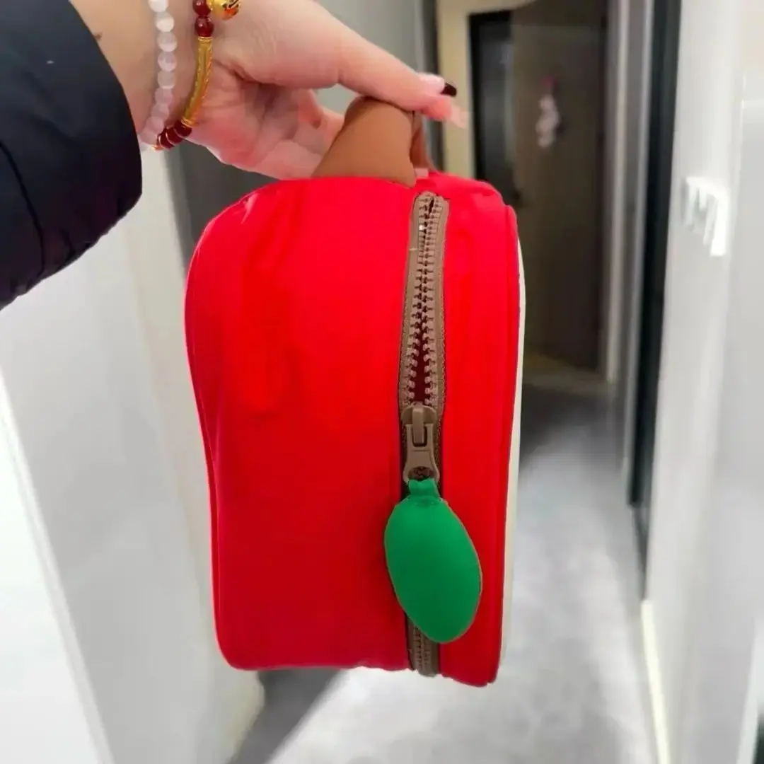 Cartoon Apple Pattern Makeup Bag Women Travel Storage Pounch Cosmetics Toiletry Storage Pounch Female's Handbag Christmas Gift