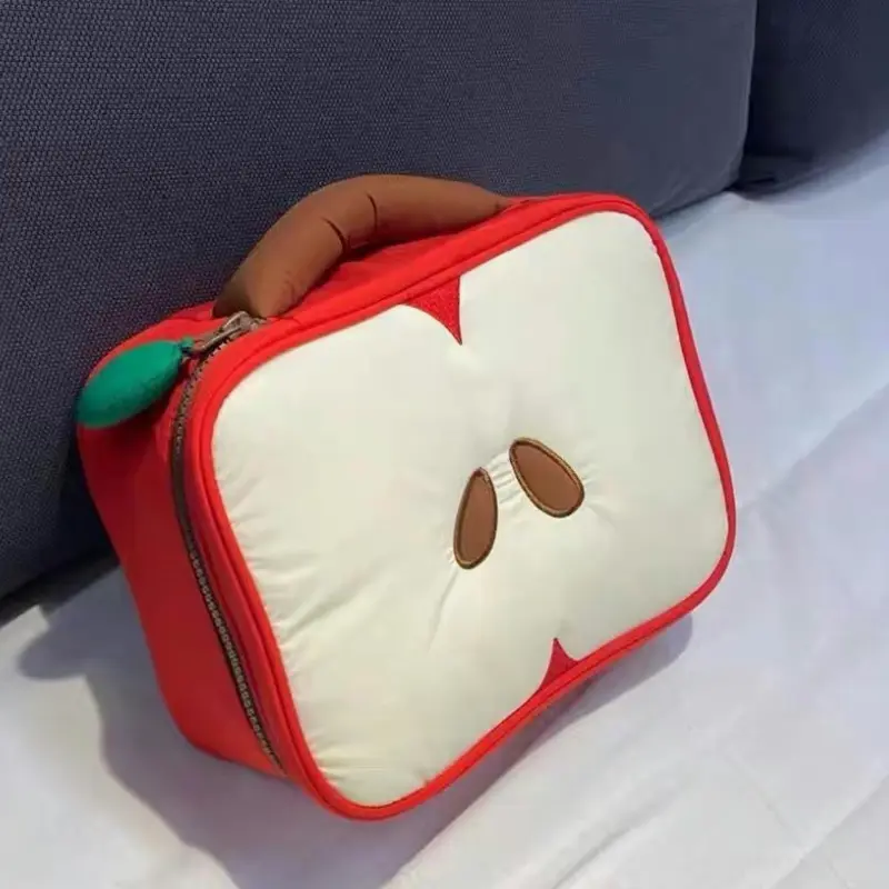 Cartoon Apple Pattern Makeup Bag Women Travel Storage Pounch Cosmetics Toiletry Storage Pounch Female's Handbag Christmas Gift