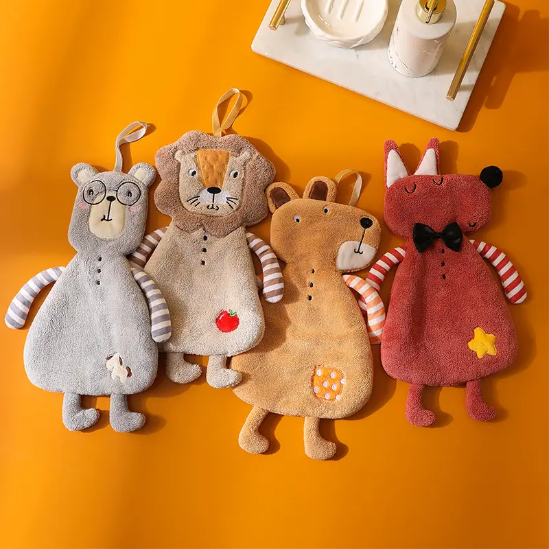 Home Hanging Hand Towels for Kids High Quality Coral Velvet Soft Touch Fine Comfortable Skin-friendly Kitchen Bathroom Towel