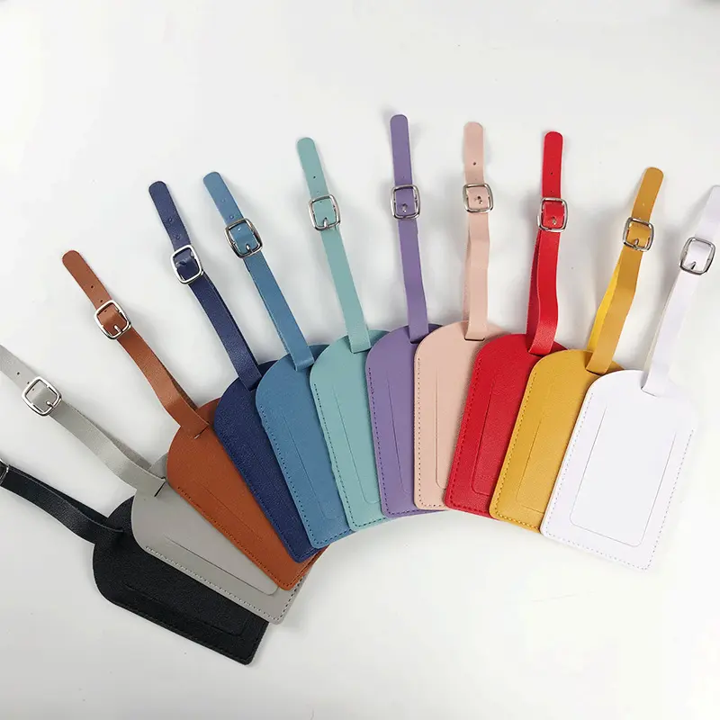 2Pcs Women Men PU Leather Luggage Tag Suitcase Identifier Label Baggage Boarding Bag Tag Name ID Address Holder Travel Accessori
