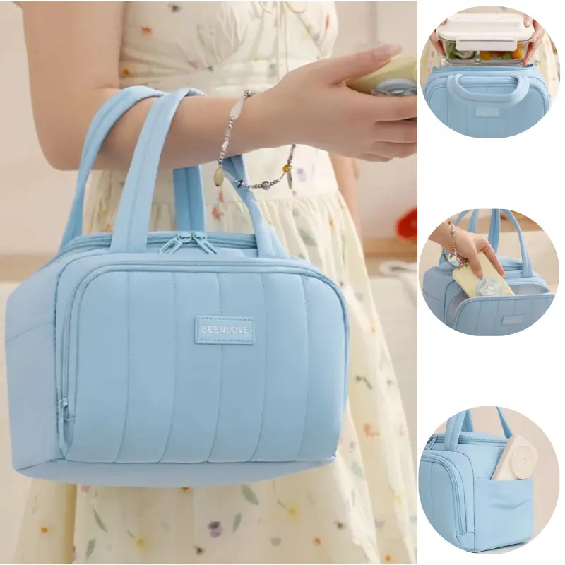 Portable Large Insulated Lunch Bag Cooler Lunch Box Storage Handbag Multip-pocket Design Bento Pouch for Work School Picnics