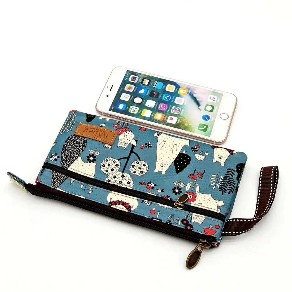 Women Polyester Cartoon Print Keychain Wallet Small Card Organizer Key Pouch Ladies Money Bag Coin Purse for Children Girls Boys