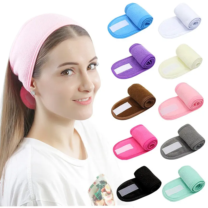 Adjustable Head Band Women Spa Wide Hairband Yoga Bath Shower Makeup Wash Face Cosmetic Headband Soft Toweling Hair Accessories