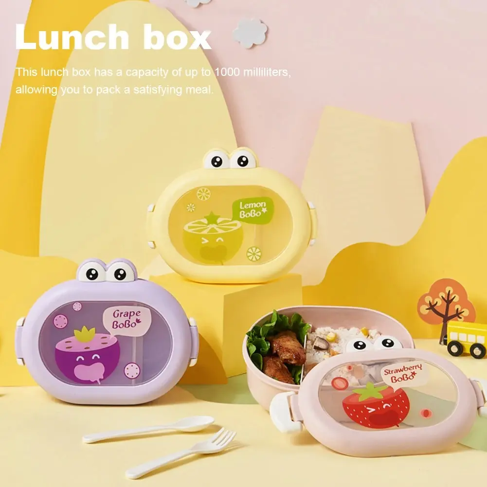 Kawaii Portable Lunch Box For Girls School Kids Plastic Picnic Bento Box Microwave Food Box With Compartments Storage Containers