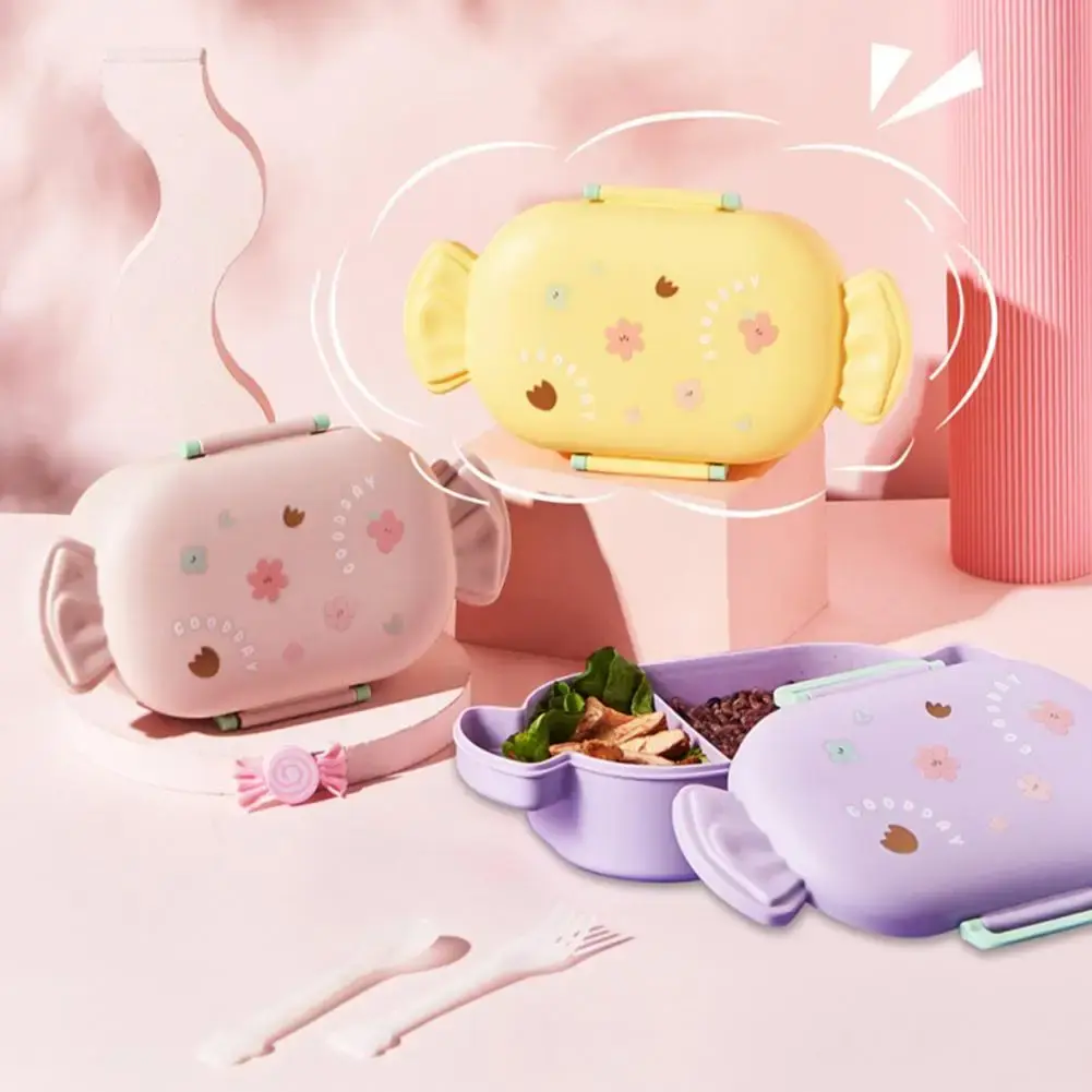 Kawaii Portable Lunch Box For Girls School Kids Plastic Picnic Bento Box Microwave Food Box With Compartments Storage Containers