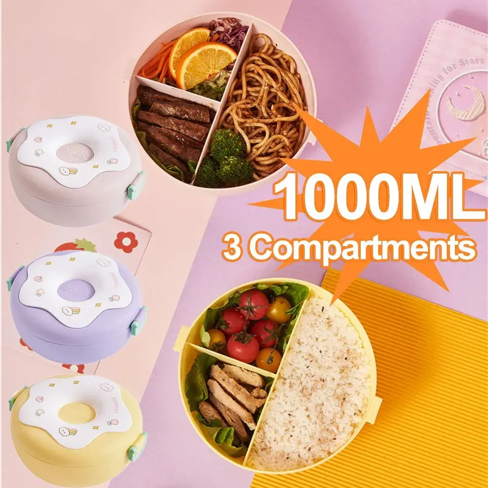 Kawaii Portable Lunch Box For Girls School Kids Plastic Picnic Bento Box Microwave Food Box With Compartments Storage Containers