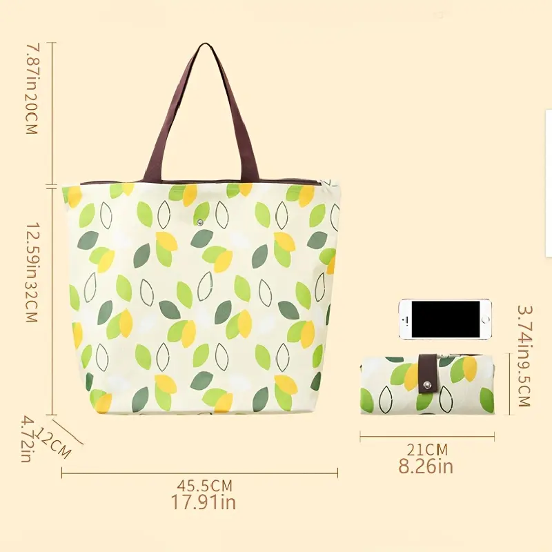 Portable Waterproof Oxford Foldable Reusable Shopping Supermarket Storage Bag Travel Beach Bag Hand-Carrying Fabric Bag